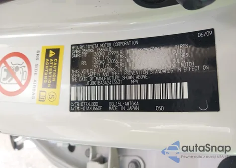 2010 Lexus Rx 350 from USA, damaged, VIN JTJBK1BA3A2413631